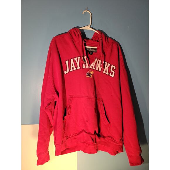 NCAA Kansas University Jayhawks Y2K Distressed Mens Pullover Hoodie Size XL - Picture 2 of 10